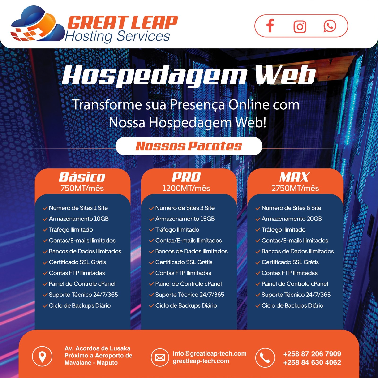 Infraestrutura de hospedagem Great Leap